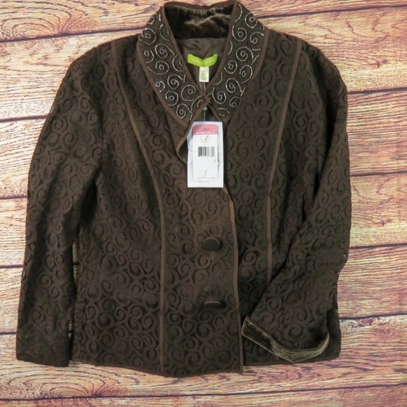 Sigrid Olsen Tops - Sigrid Olsen Sz 8 Brown Lace Top Jacket
